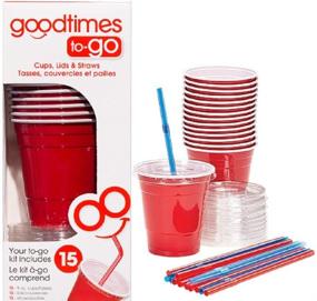 img 3 attached to Convenient Red To-Go Kits: Goodtimes 9oz Kids Cups with Lids and Straws (15 Cups)