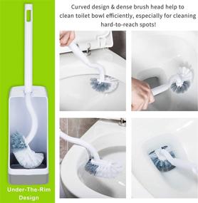 img 3 attached to 🚽 KLLEYNA Toilet Bowl Brush and Holder Set - Curved Design for Deep Cleaning, Angled Scrubber Brush with Under Rim Cleaner, White [1 Pack] - Includes Bonus Latex Gloves [1 Pair]