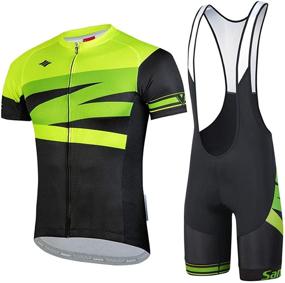 img 4 attached to Santic Men's Cycling Jersey Set: Bib Shorts with 4D Padded Short Sleeve Outfits for Quick-Dry Performance