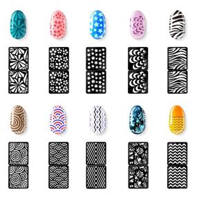 img 3 attached to 🎨 Mudder 72 дизайна 144 наклейки на ногти из винила, набор с шаблонами, 24 листа симпатичных и простых наклеек на ногти - улучшенные SEO