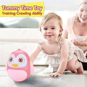 img 2 attached to 🐧 UNIH Roly Poly Baby Toys: Developmental Tummy Time Wobbler Toy for 6-12 Months, Penguin Tumbler Wobbler Toys for Infant Boy Girl Gifts (Pink)
