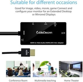 img 3 attached to 🔌 CableDeconn 4-in-1 HDMI to HDMI DVI VGA Adapter Cable with 4K Support and Audio Output (Black)