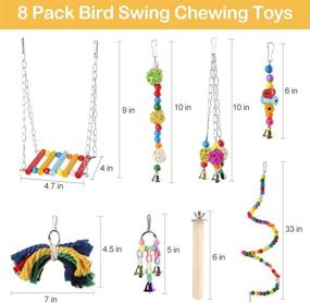 img 3 attached to Colorful 8-Pack Bird Parrot Toys: Swing, Chewing, Hanging Bell & Climbing Toys for Parakeets, Cockatiels, Conures, Finches, Budgie, Macaws, Parrots