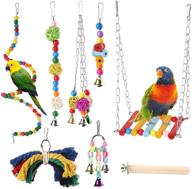 colorful 8-pack bird parrot toys: swing, chewing, hanging bell & climbing toys for parakeets, cockatiels, conures, finches, budgie, macaws, parrots logo