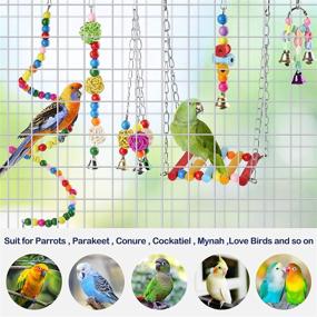 img 2 attached to Colorful 8-Pack Bird Parrot Toys: Swing, Chewing, Hanging Bell & Climbing Toys for Parakeets, Cockatiels, Conures, Finches, Budgie, Macaws, Parrots