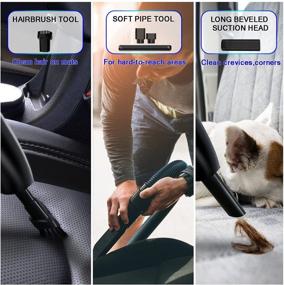 img 2 attached to Powerful and Portable Car Vacuum Cleaner for Efficient Car Interior Cleaning - 120W/7000Pa, 3 Accessories, 13.12ft Power Cord (Black)