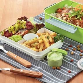 img 1 attached to Shopwithgreen 47-oz Salad Food Storage Container To Go: Bento Box with Removable Tray & Dressing Pots - Ideal for Lunch, Snacks, School & Travel