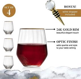 img 2 attached to 🍷 15.5 Oz. Stemless Wine with 24K Gold Rim