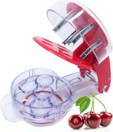 red 6-capacity cherry and olive pitter tool for efficient pitting logo