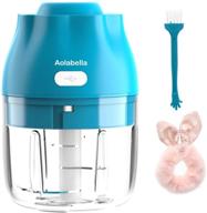 🧄 aolabella electric mini garlic chopper: portable food processor for garlic/fruits/vegetables/onions/nuts/pepper/ginger/salad - kitchen gadget (250ml/blue) логотип