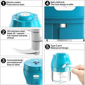 img 2 attached to 🧄 Aolabella Electric Mini Garlic Chopper: Portable Food Processor for Garlic/Fruits/Vegetables/Onions/Nuts/Pepper/Ginger/Salad - Kitchen Gadget (250ml/Blue)