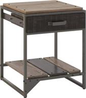 🏺 refinery end table with drawer by bush furniture in rustic gray - enhanced seo logo