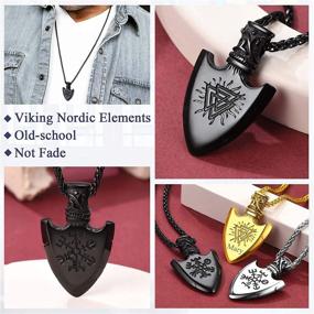 img 2 attached to FaithHeart Norse Viking Runes Jewelry Necklace for Men Women - Thor's Hammer, Nordic Compass, Odin, Raven Pendant with Delicate Packaging