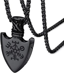 img 4 attached to FaithHeart Norse Viking Runes Jewelry Necklace for Men Women - Thor's Hammer, Nordic Compass, Odin, Raven Pendant with Delicate Packaging