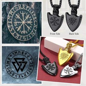img 3 attached to FaithHeart Norse Viking Runes Jewelry Necklace for Men Women - Thor's Hammer, Nordic Compass, Odin, Raven Pendant with Delicate Packaging
