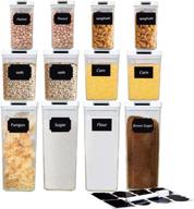 🍽️ 12-piece kitchen container set with air tight lids - cereal storage, sugar & pantry organization canisters - includes 24 stickers - white logo