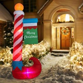 img 1 attached to 🎅 HOOJO 8 FT Christmas Inflatable Blowups Candy Cane Decoration with Outdoor Lighted Stacking Signs and Built-in LED Lights for Holiday Lawn, Yard, and Garden