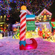 🎅 hoojo 8 ft christmas inflatable blowups candy cane decoration with outdoor lighted stacking signs and built-in led lights for holiday lawn, yard, and garden logo