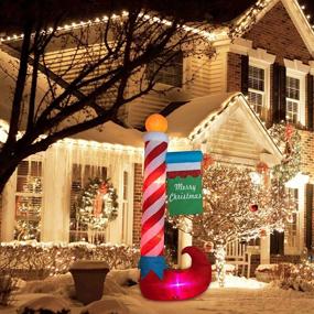 img 3 attached to 🎅 HOOJO 8 FT Christmas Inflatable Blowups Candy Cane Decoration with Outdoor Lighted Stacking Signs and Built-in LED Lights for Holiday Lawn, Yard, and Garden