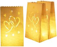 homemory 50 pcs white luminary bags with heart design - perfect for wedding, valentine's day, halloween, thanksgiving, christmas, party logo