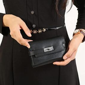 img 3 attached to Wallets Turnlock Trifold Leather Clutch