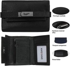 img 1 attached to Wallets Turnlock Trifold Leather Clutch