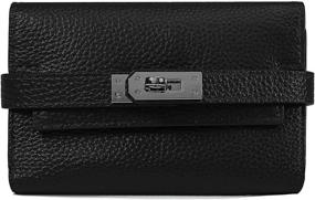 img 4 attached to Wallets Turnlock Trifold Leather Clutch