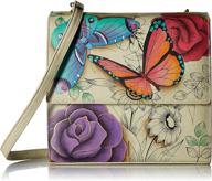 👜 anuschka anna women's hand painted leather flap crossbody organizer logo