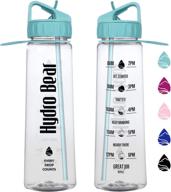 💦 hydro bear 30oz / 20 oz motivational fitness water bottle: stay hydrated with time marker, measurements, and flip straw – ideal for outdoors, camping, hiking, cycling – bpa free tritan logo