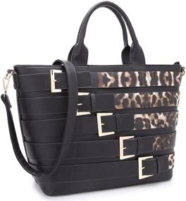 img 4 attached to Stylish Women's Large Fashion Handbag with Top Handle, Tote Bag, and Shoulder Strap Featuring Decorative Buckle Design