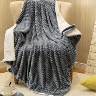 🔲 gray stripe pattern fleece sherpa throw blanket - reversible, plush, and cozy for couch, bed, or as fall gift - 50x60 inch - ideal for kids and women logo