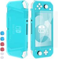 🎮 heystop nintendo switch lite case – soft tpu protective cover with tempered glass screen protector and thumb stick caps (blue) logo