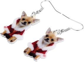 img 1 attached to 🐶 DUOWEI Acrylic Christmas Chihuahua/Pug/Yorkshire Dog Earrings: Pets Drop Dangle Jewelry For Women, Kids, Teens - Perfect Gifts