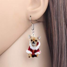 img 3 attached to 🐶 DUOWEI Acrylic Christmas Chihuahua/Pug/Yorkshire Dog Earrings: Pets Drop Dangle Jewelry For Women, Kids, Teens - Perfect Gifts