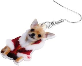 img 2 attached to 🐶 DUOWEI Acrylic Christmas Chihuahua/Pug/Yorkshire Dog Earrings: Pets Drop Dangle Jewelry For Women, Kids, Teens - Perfect Gifts