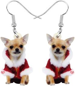 img 4 attached to 🐶 DUOWEI Acrylic Christmas Chihuahua/Pug/Yorkshire Dog Earrings: Pets Drop Dangle Jewelry For Women, Kids, Teens - Perfect Gifts