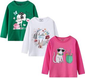 img 4 attached to 🦄 Adorable Sleeve T-Shirts with Crewneck Graphic Unicorns - Girls' Clothing Collection in Tops, Tees & Blouses