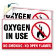 oxygen smoking flames decal sign logo