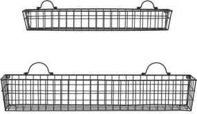 img 1 attached to Set of 2 Country Rustic Black Metal Wire Storage Baskets Display Racks by MyGift