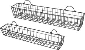 img 2 attached to Set of 2 Country Rustic Black Metal Wire Storage Baskets Display Racks by MyGift