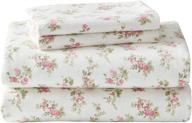 🛏️ laura ashley home collection premium cotton flannel bedding sheet set, ultra soft cozy lightweight, wrinkle-free, anti-fade, stain resistant & hypoallergenic, king size, audrey pink (201593) logo