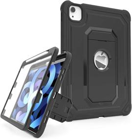 img 4 attached to 📱 Cantis Case for iPad Air 4 10.9 Inch 2020, [Including Screen Protector] & Pencil Holder - Dual Layer Full-Body Shockproof Rugged Protective Case with Kickstand for iPad Air 4th Gen (Black)