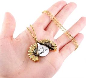 img 2 attached to You Are My Sunshine Sunflower Necklace: 🌻 Engraved 2-Side Inspirational Pendant Jewelry Gift for Her