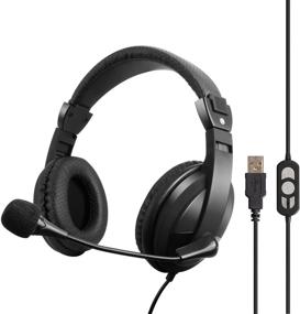 img 4 attached to 🎧 Black VCOM USB Computer Headset with Microphone - Wired Stereo Over Ear Headphones with Volume Control & Mute Button for PC, Laptop, Office, School, Skype Chat, Online Conference, Teens, Adults