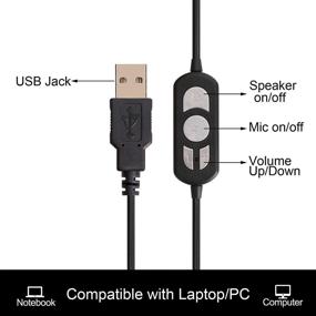 img 1 attached to 🎧 Black VCOM USB Computer Headset with Microphone - Wired Stereo Over Ear Headphones with Volume Control & Mute Button for PC, Laptop, Office, School, Skype Chat, Online Conference, Teens, Adults