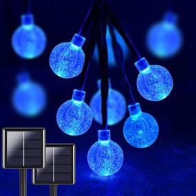 img 4 attached to 2-Pack BHCLIGHT Blue Solar String Lights - 100 LED 32FT Waterproof Decorative Solar Powered Outdoor Lights with 8 Modes for Garden, Yard, Party, Wedding - Crystal Globe Design