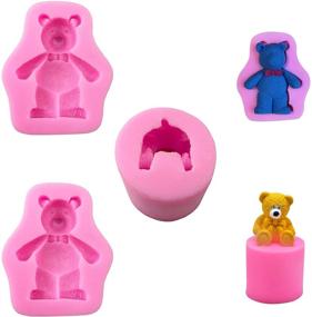img 4 attached to 🐻 3 шт. 3D Милая Медведь Силиконовая Мультиформа для Фонданта: Идеально подходит для приготовления тортов, печенья, шоколада, мыла, выпечки и декора.