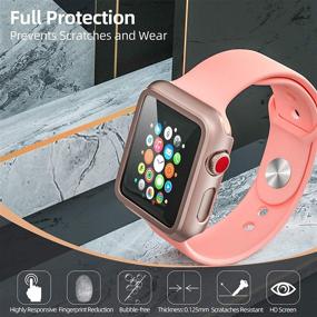 img 3 attached to Совместимый с чехлом PZOZ для Apple Watch серии 3 / серии 2 с защитным экраном 38 мм, аксессуары тонкой защиты, полное покрытие матового твердого корпуса для iWatch, женщины, мужчины, GPS (розовое золото)