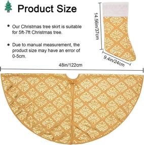img 3 attached to 🎄 48-Inch Christmas Tree Skirt with Bronze Printed Pattern, Xmas Tree Mat for Tree Decorations - Includes 3pcs Christmas Stocking (Gold)