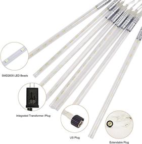 img 2 attached to ForChic Christmas Lights Meteor Shower Lights - 12 inch, 8 Tube, 192 LED - Waterproof Snowfall LED Lights - Plug-in Falling Rain Fairy Lights for Christmas Halloween Party Trees Decoration - Warm White